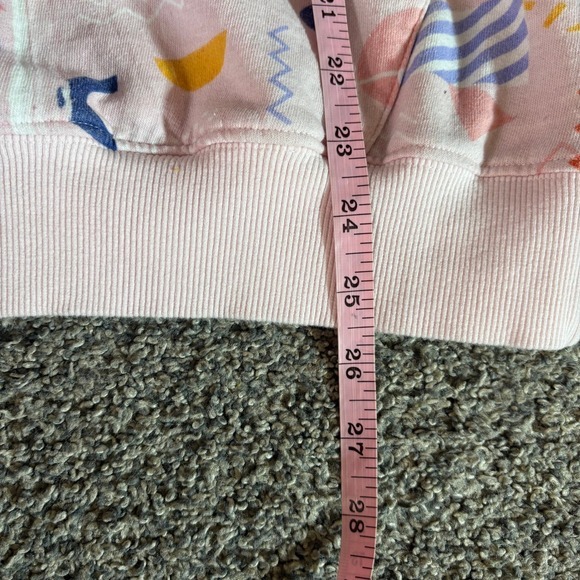 super massive Pastel Pink Geometric Patterned Hoodie Pullover Sweatshirt, Casual - Picture 4 of 9